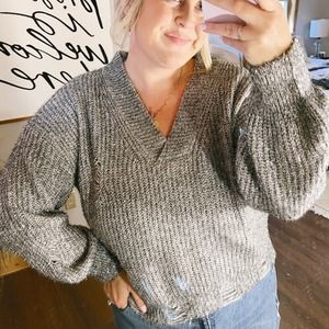 Forever 21 Distressed Shimmer Sweater